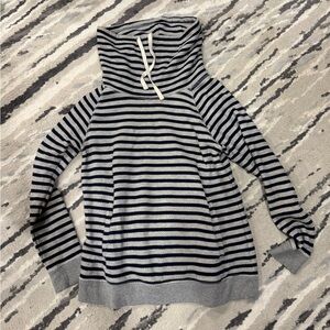 Cowl neck striped sweater